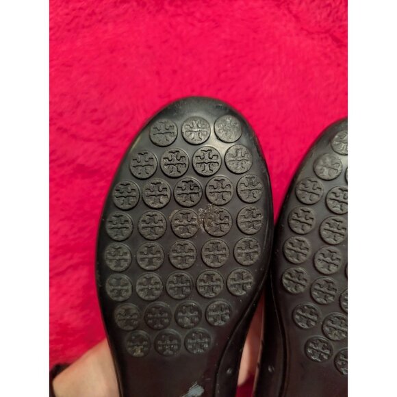 Tory Burch Black Jelly Ballet Flats Pom Pom Gem Embellished Shoes Women’s 7.5 - Picture 6 of 9